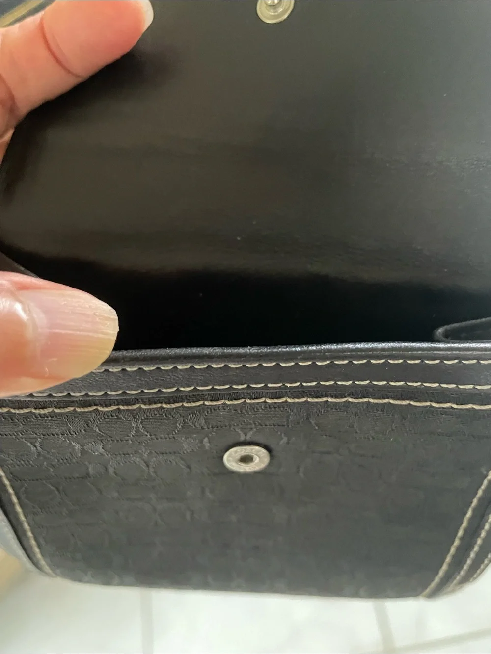 Vintage Coach Signature Jacquard/Leather Black Wallet